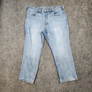 Duluth Trading Co Ballroom Double Flex Jeans Mens 36x28 Light Blue Relaxed Denim